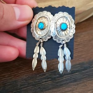 Vintage Sterling Silver Turquoise Earrings